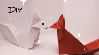 Лиса из бумаги | как сделать лисёнка из бумаги оригами.