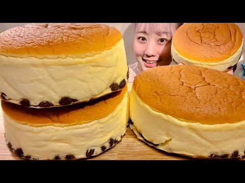 ASMR りくろーおじさんのチーズケーキ Souffle Cheesecake【日本語字幕】【咀嚼音/ Mukbang/ Eating Sounds】