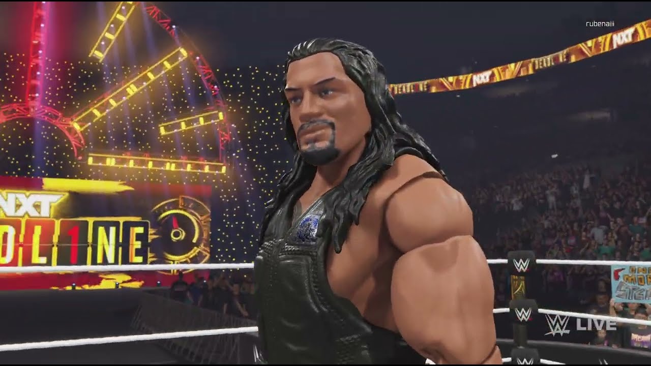 Roman Reign against Eddie guado, in 2K 25, WWE.