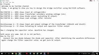 How to design BRIDGE RECTIFIER using multisim (VIDEO-3)