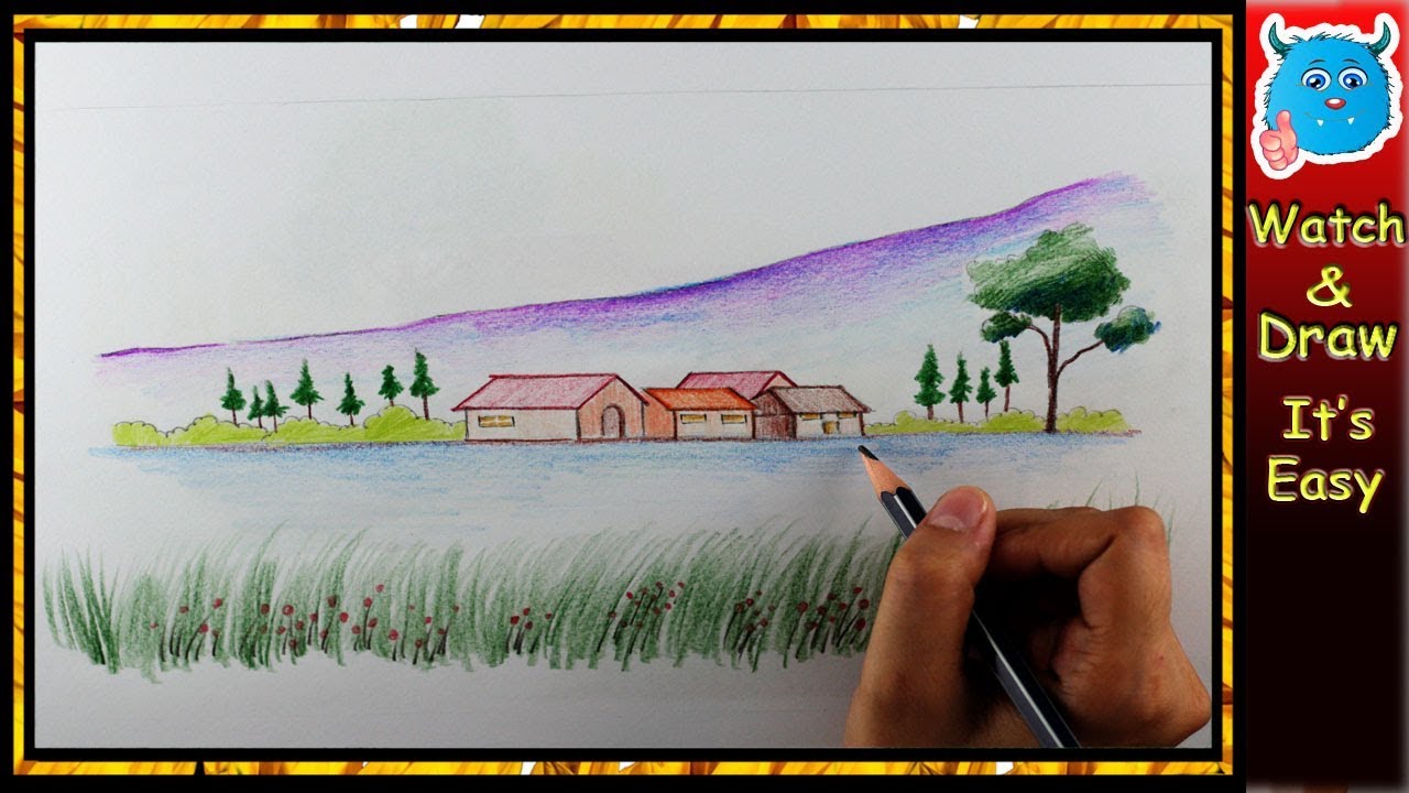 pencil color scenery by shilpa84 on DeviantArt