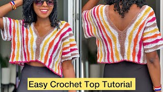 Crochet EASY 2 Row Repeat Wavy Top / All Sizes / Beginner Friendly Tutorial