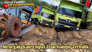 Berlangsung Menegangkan Truk Besar Hampir Terbalik