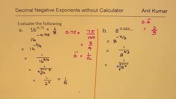 Evaluate Negative Decimal Exponents or Powers Without Calculator