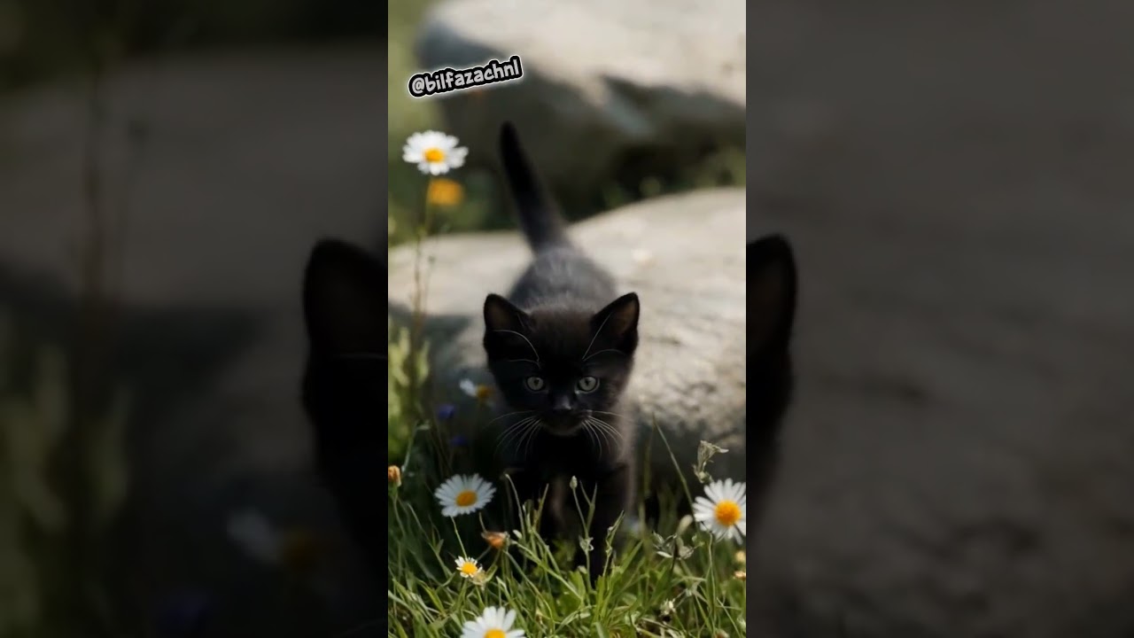 alone little black cat 😢 
