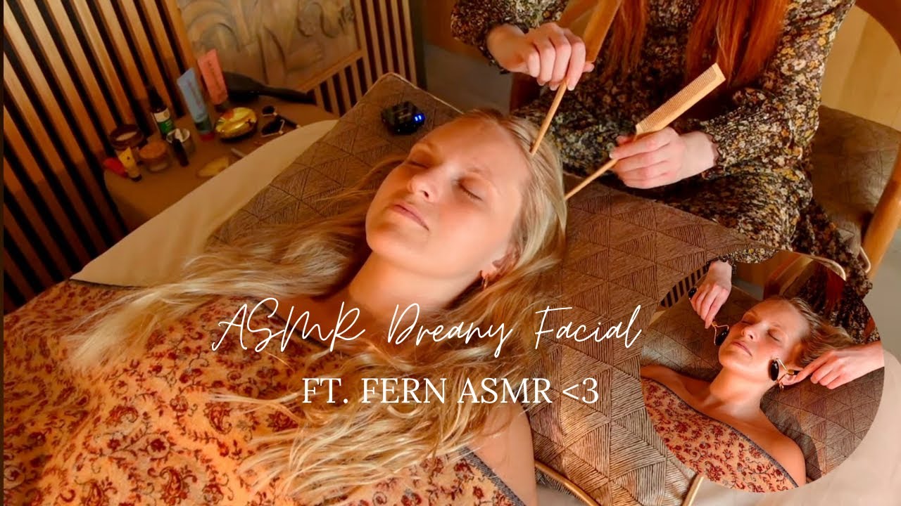 ASMR Spa - Relaxing Facial on the wonderful @TheFernAsmr - Scalp massage, obsidian rollers & more.