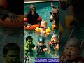 😜🤣 Funny swimming pool adventure with Grim reaper and tiny avengers 😅🤣 #grimreaper #sidecharacter