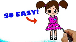 how to draw a girl with beautiful dress step by step easy version simple drawings for beginners
