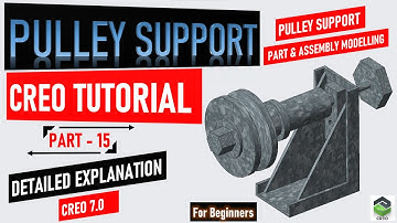 Creating " PULLEY SUPPORT " Assembly in Creo. Full tutorial video with detailed explanation.