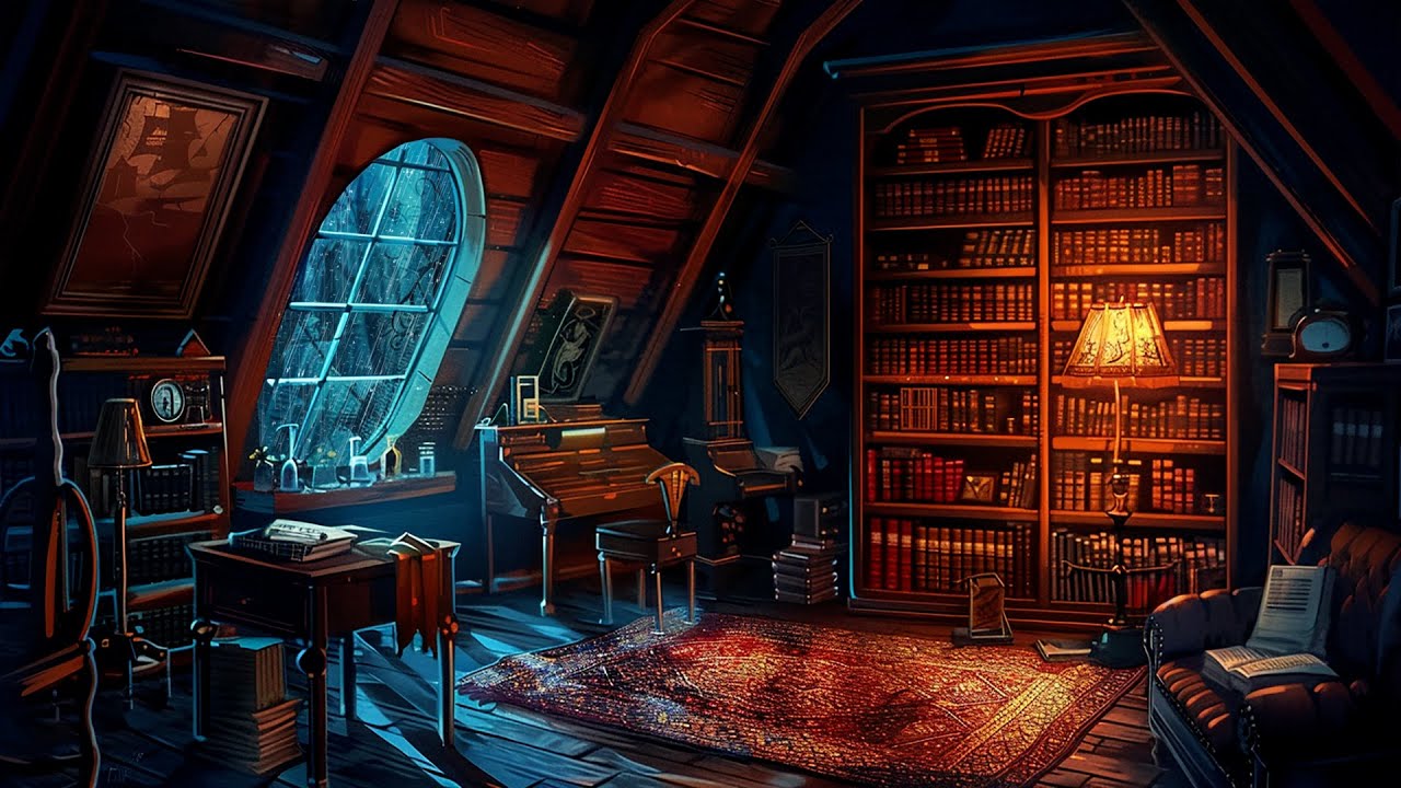 Peaceful Rainy Day At The Attic | Relaxing Reading Room Ambience | Increase Concentration | 3 ...