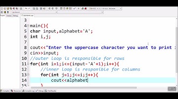 How to print half pyramid pattern using alphabets in C++