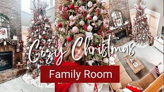 NEW COZY CHRISTMAS DECORATE WITH ME 2023 | Cozy Christmas Family Room and Decorating Ideas