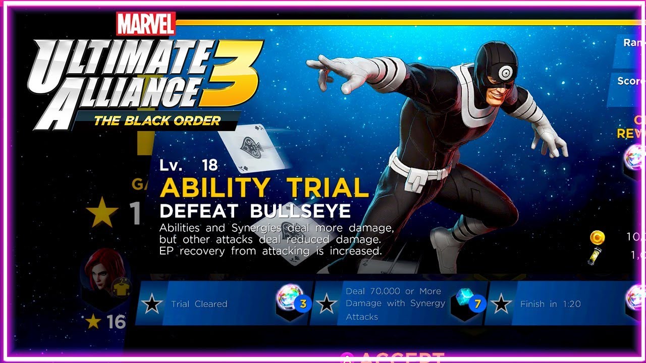 Ability Trial Defeat Bullseye 3 Stars Ultimate Alliance 3