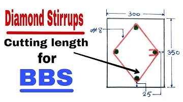 Cutting length of diamond stirrups | useful for bar bending schedule | Engineering tactics