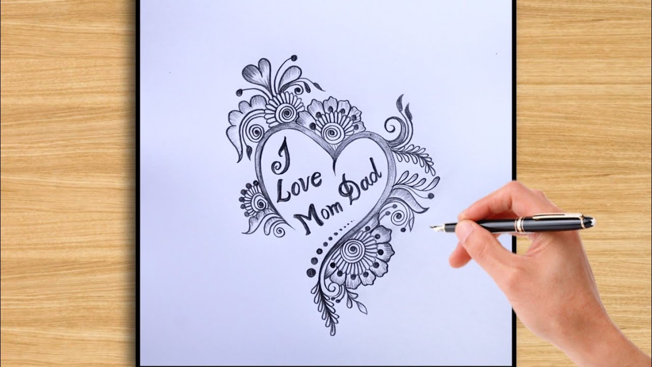 Very simple and beautiful drawing of mom dad with pencil  YouTube