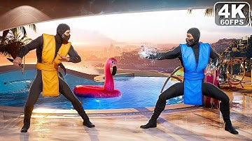 Mortal Kombat 1 Scorpion Vs Sub Zero 1995 Movie Skins Gameplay MK1