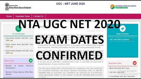 UGC NET JUNE 2020 EXAM DATE RELEASED | NTA