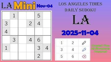 Los Angeles Times Daily Sudoku 2025-11-04 Mini