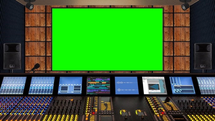Music Studio (small screen) - Green Screen Royalty Free Footage