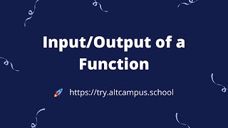 Understanding Input and Output of a Function