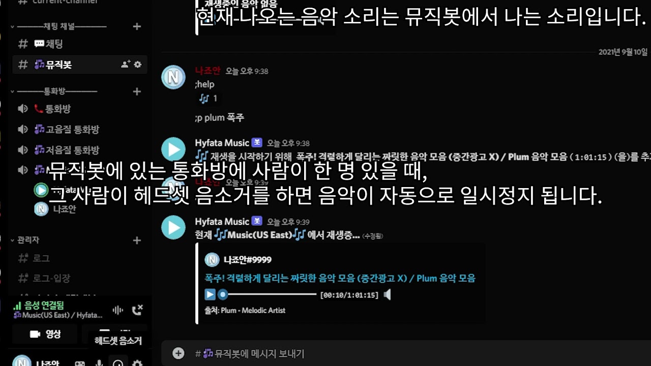 [디스코드] 끊김 없는 한글 뮤직봇? | 하이파타 뮤직봇