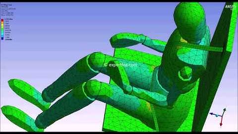 ANSYS WB Explicit Dynamics - Car braking with dummy under 3 point seatbelt at 150g deceleration (v2)