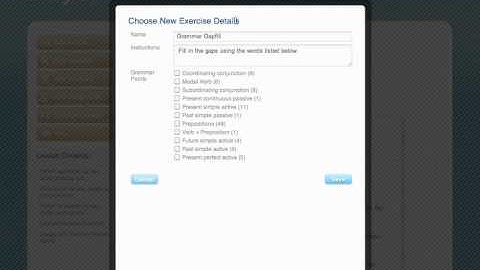 (9) Adding a grammar gap-fill exercise to a LingleOnline lesson.
