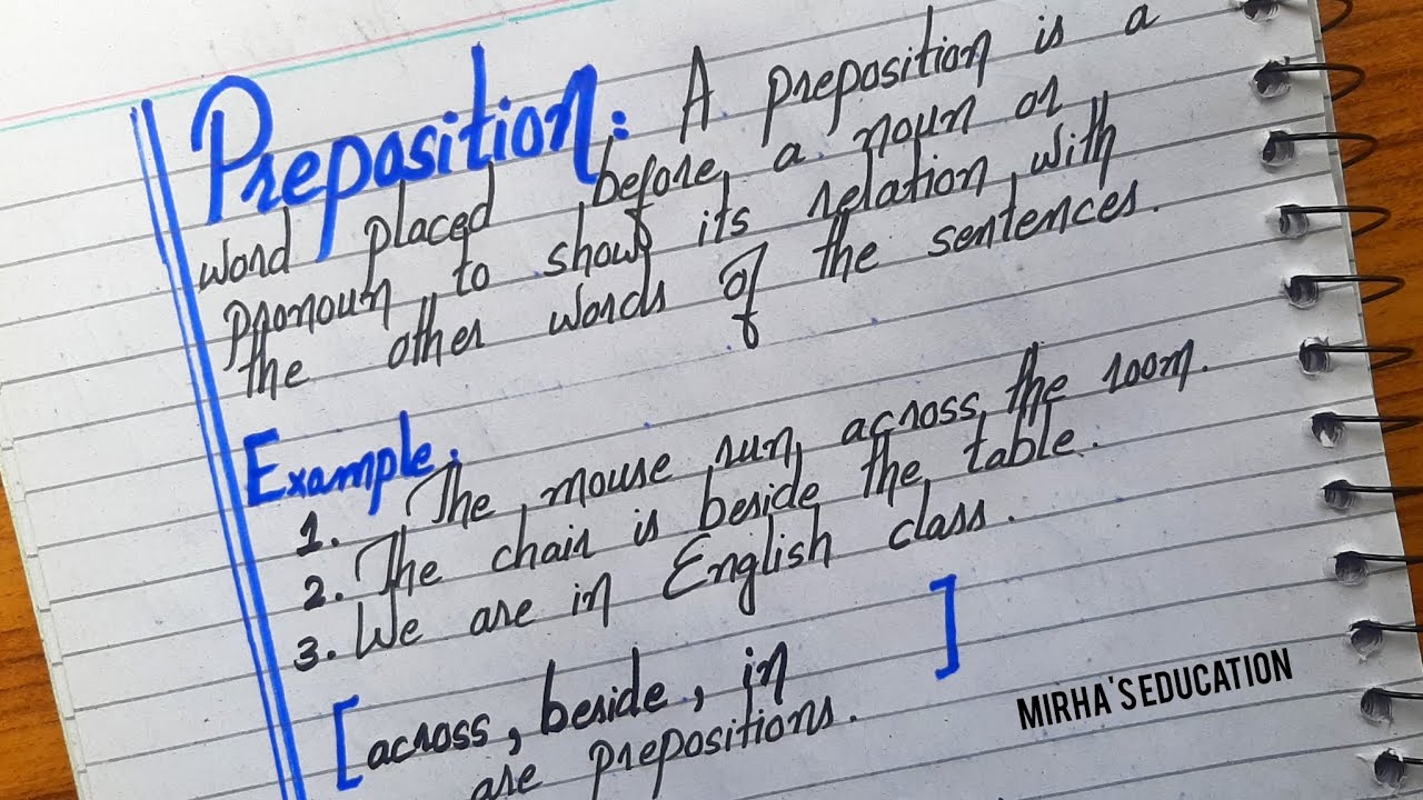 Define preposition in grammar prepositions mirha s education youtube