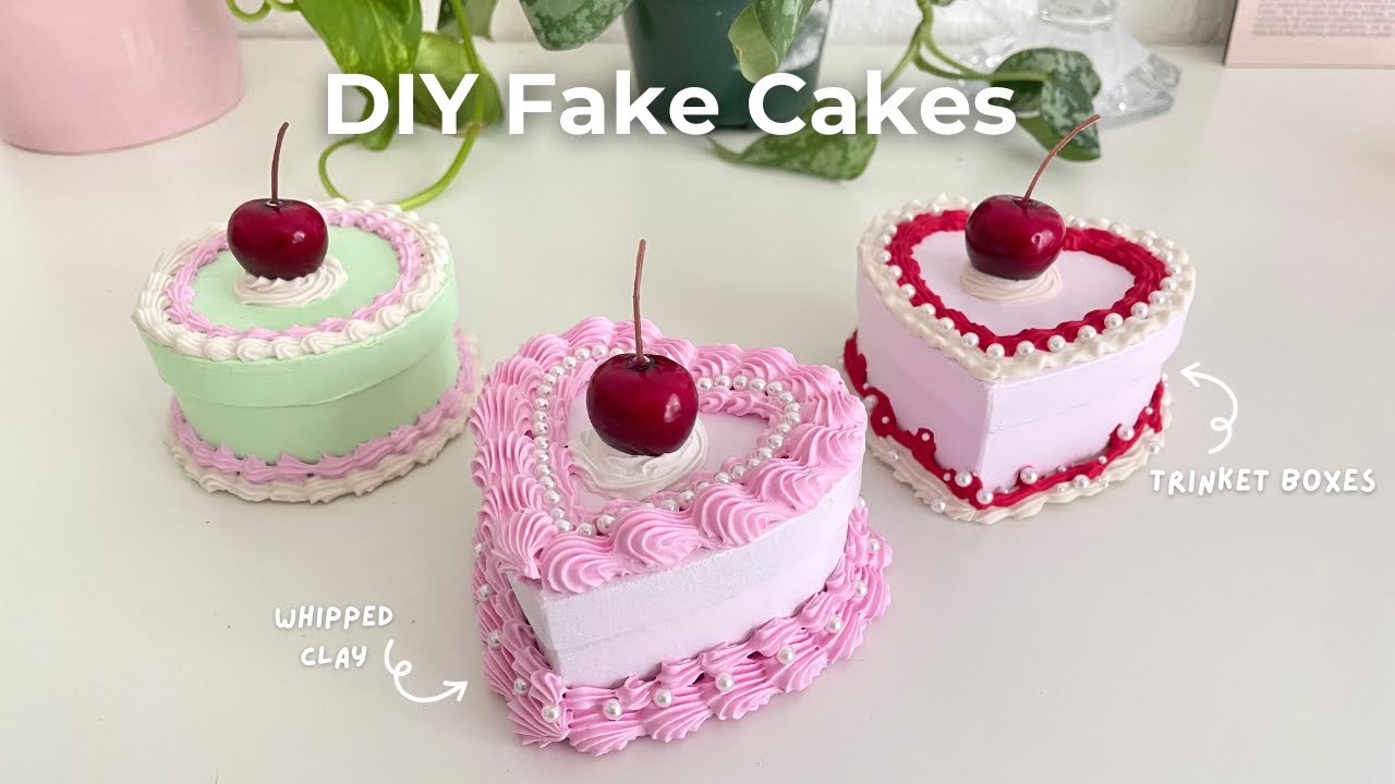 Pinterest Made Me Make It ✨ Turning Paper Boxes & Whipped Clay Into Coquette Fake Cakes 🎂✨ ASMR