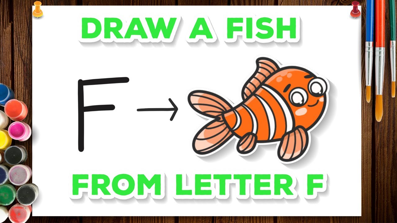 How to draw a fish from letter F