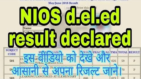 NIOS d.el.ed 2018 result declared