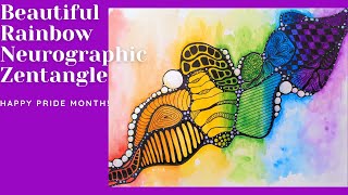 Relaxing Rainbow Neurographic Style Zentangle Art In Celebration of Pride Month #zentangle #pride