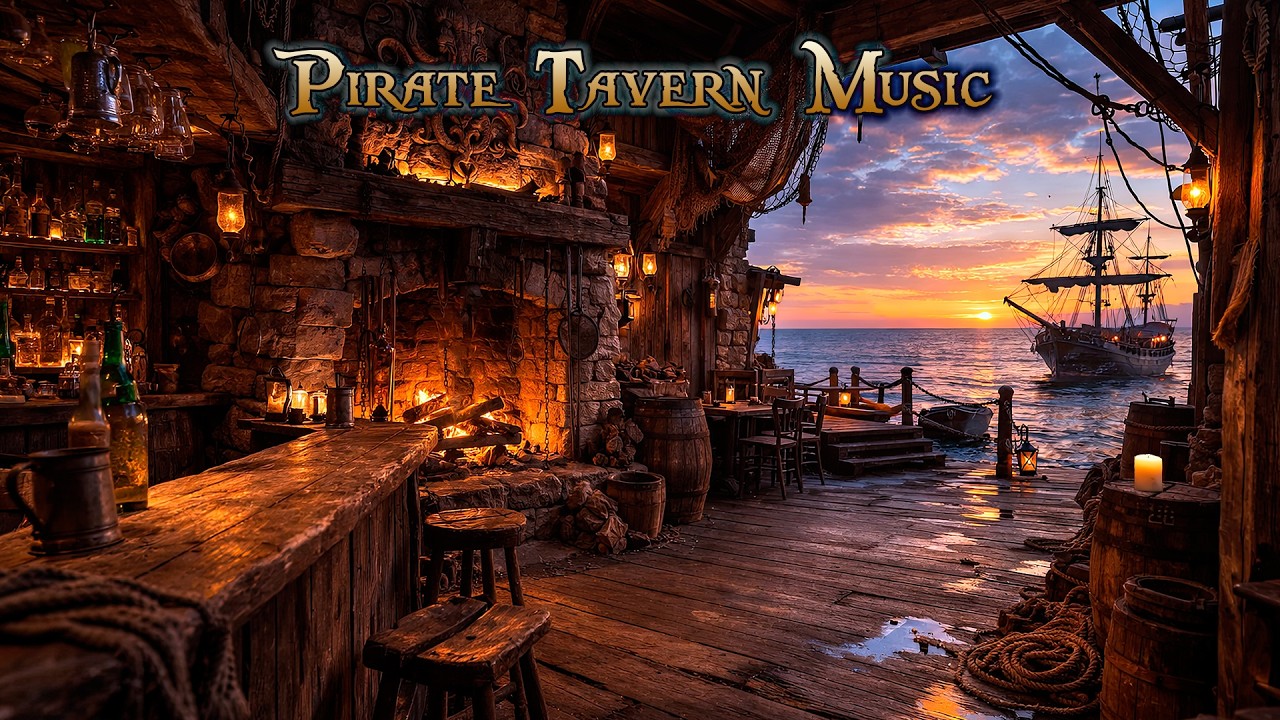 Quiet Pirate Tavern Evening | Cozy Sea Shanty Instrumental at The Rusted Kraken