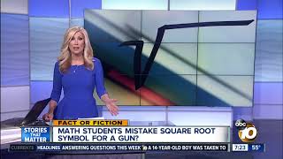 Square root symbol mistaken for a gun