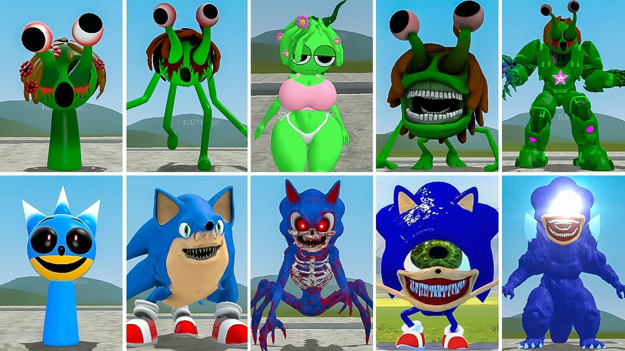 NEW EVOLUTION OF ALL GREEN HORROR MECHATITAN VS ALL NEW SONIC GODZILLA FAMILY ? in Garrysmod!,...