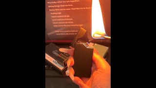 Full metal sandblasted process dual arc ignition battery display windproof lighter