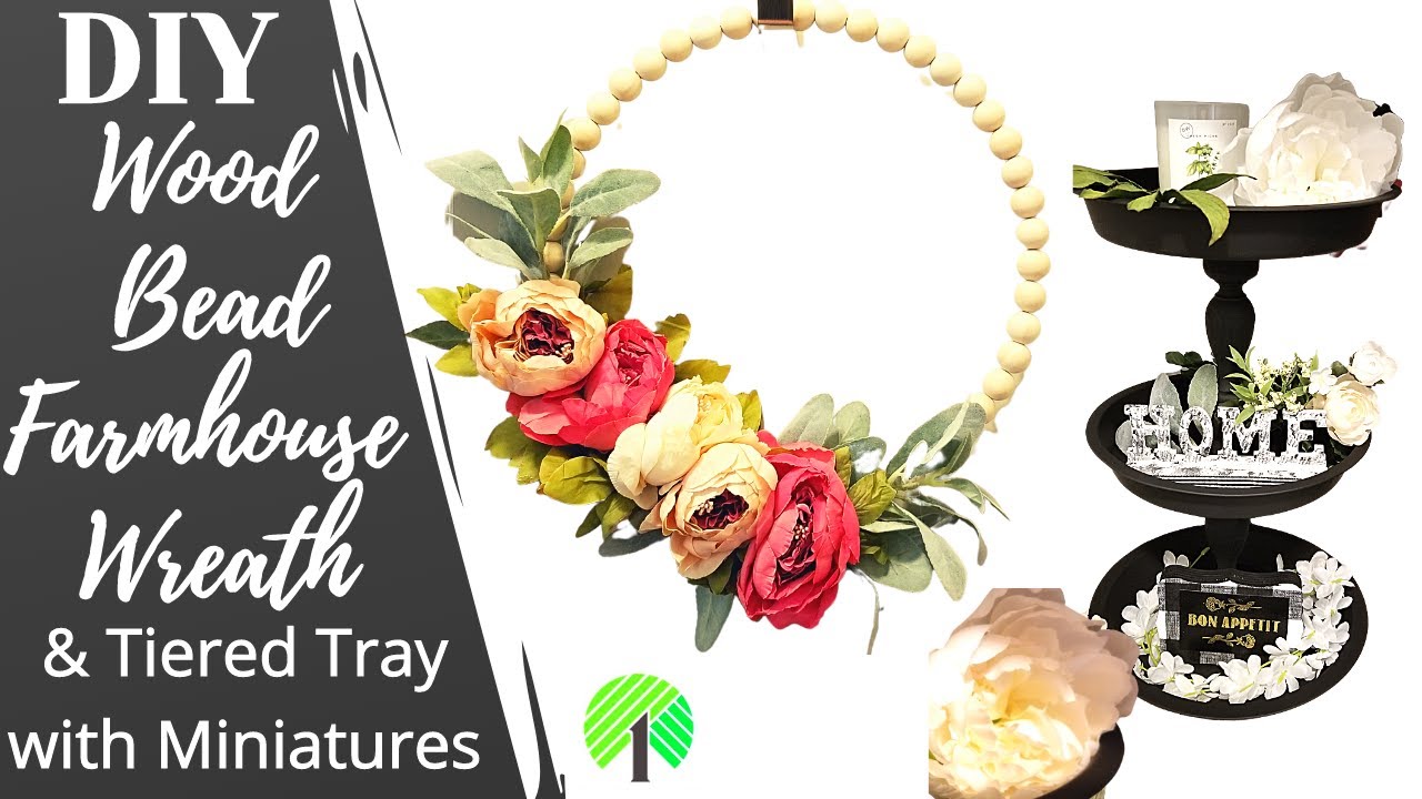 *NEW* FARMHOUSE WOOD BEAD WREATH 🌷 NEW DOLLAR TREE SPRING DECOR CRAFTS ...