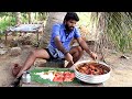 5kg spicy pork fry eating village man  big pieces pork fry  so yummy  world man cooking