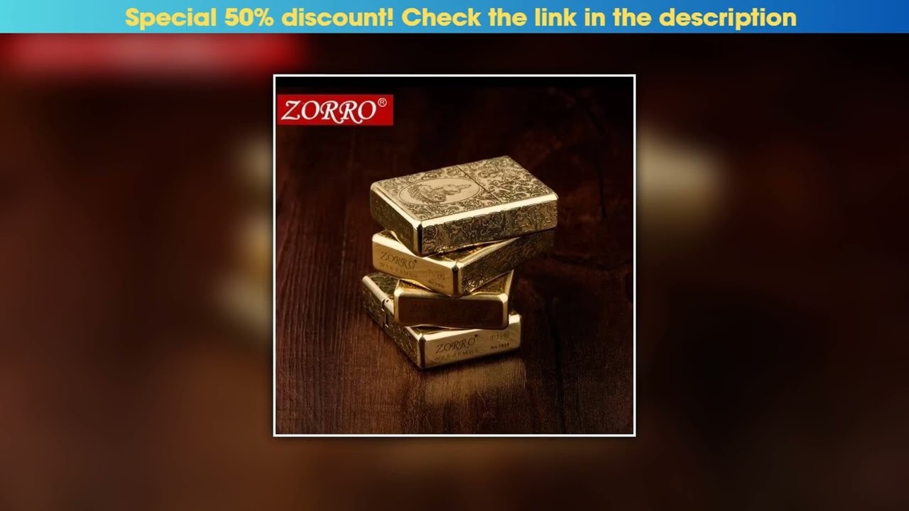 Limited ZORRO 912S Heavy Duty Armor Brass Windproof Oil Lighter; 5 Hinged Metal Oil Lighter Men's G