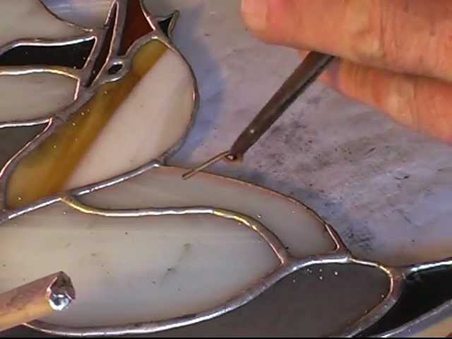 Soldering a Copper Foiled Stained Glass Panel 