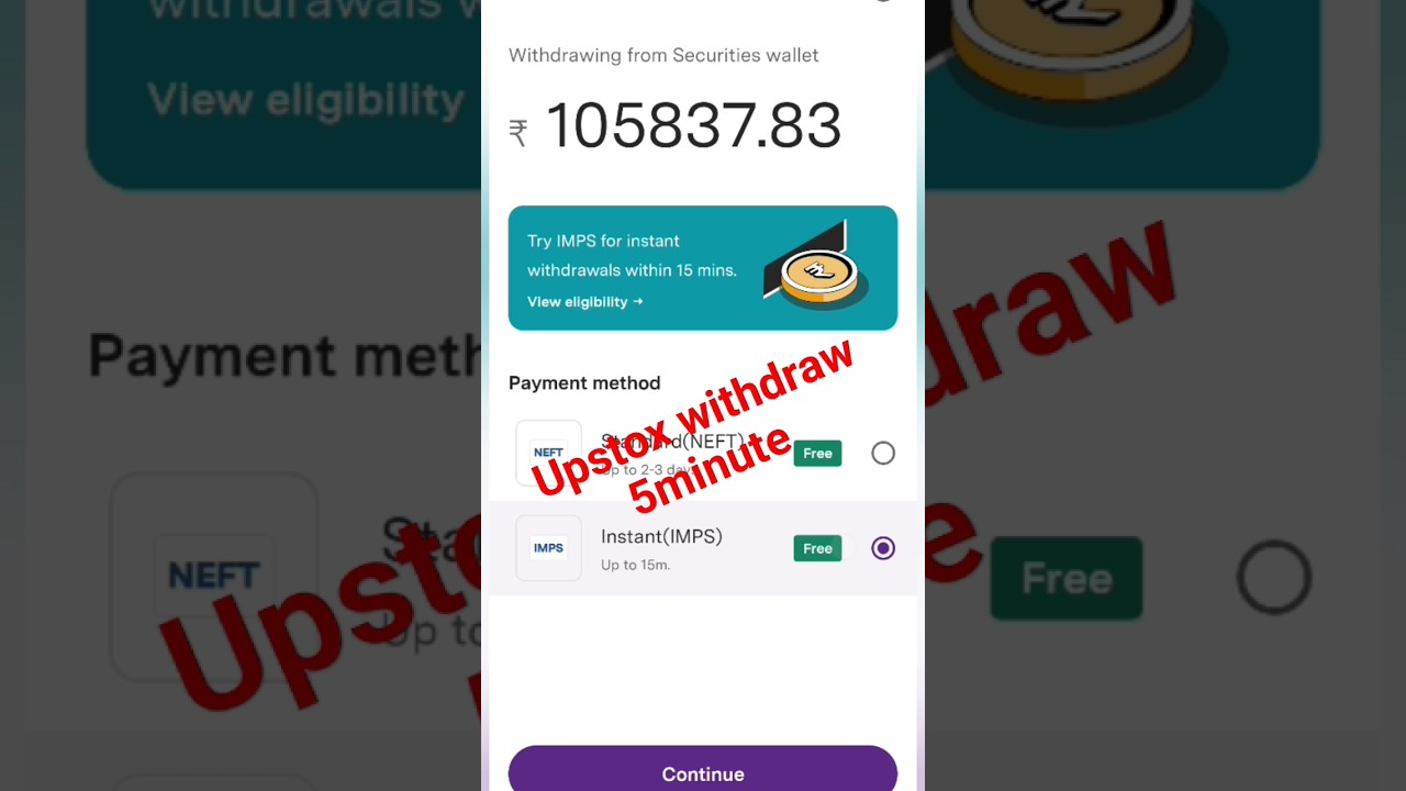 5minute money withdrawal upstox