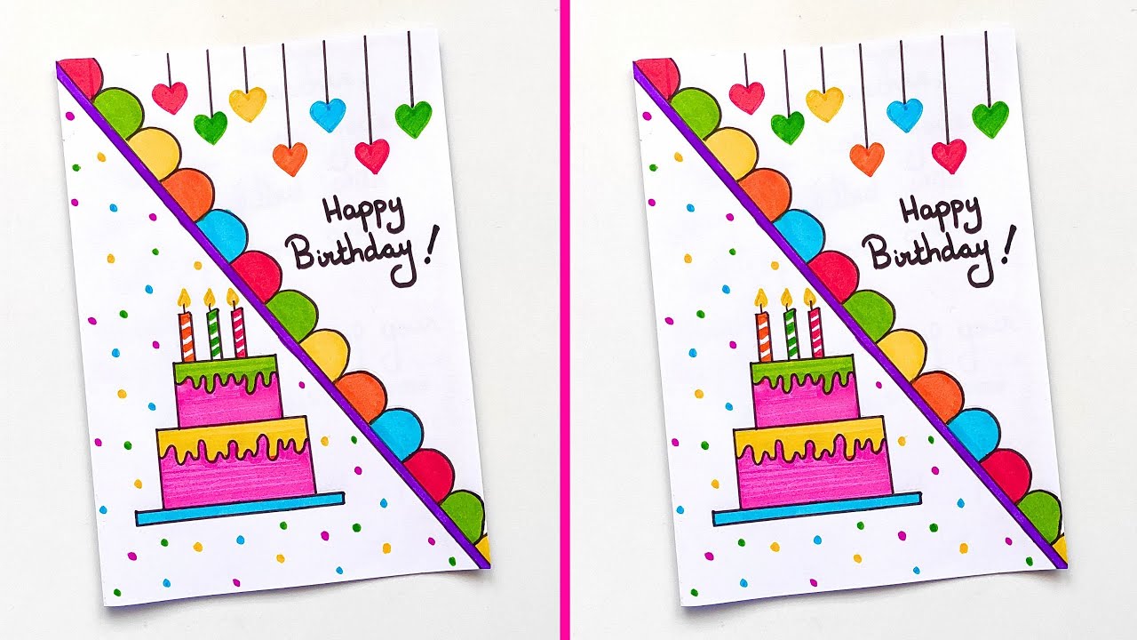 Happy Birthday Greeting Card | Easy and Simple Birthday Card Idea | How ...