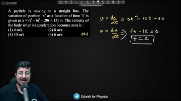 A particle is moving in a straight line. The variation of position ‘x’ as a function of time ‘t’ is