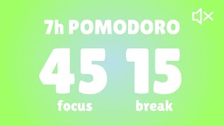 45/15 Pomodoro Technique  7h study || No Music || Deep focus and Study