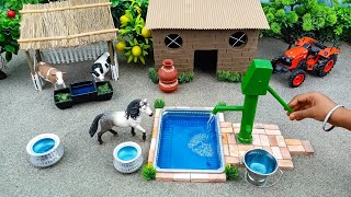 DIY how to make cow shed | house of animals | horse house - cow shed | mini hand pump |woodwork #64