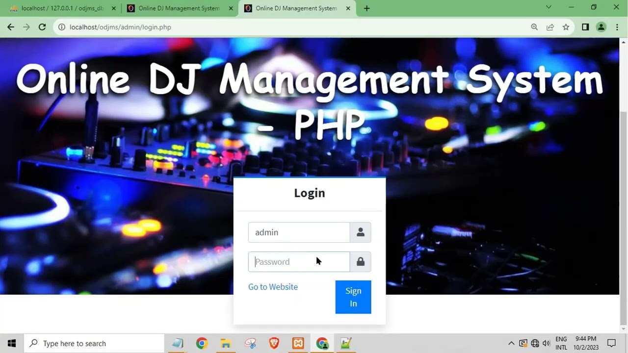 Online DJ Management System in PHP My SQL with source