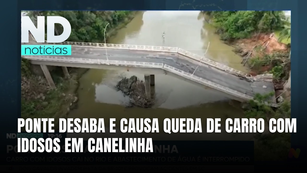 Queda de ponte em Canelinha interrompe abastecimento de água