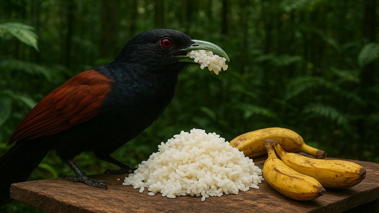 Wild Jungle Bird Eating Rice 🐦 | Beautiful Bird Feeding in Nature ...