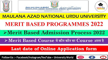 Merit Based Admission Process 2022 || Merit Based Courses || Application Form || @UniversityWorld
