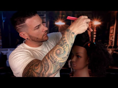 ASMR | Hairstylist Parting and Sectioning for Box Braids, Twists...| Soft Spoken Male Voice